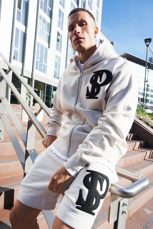 Zip Hoodie & Shorts - Bone